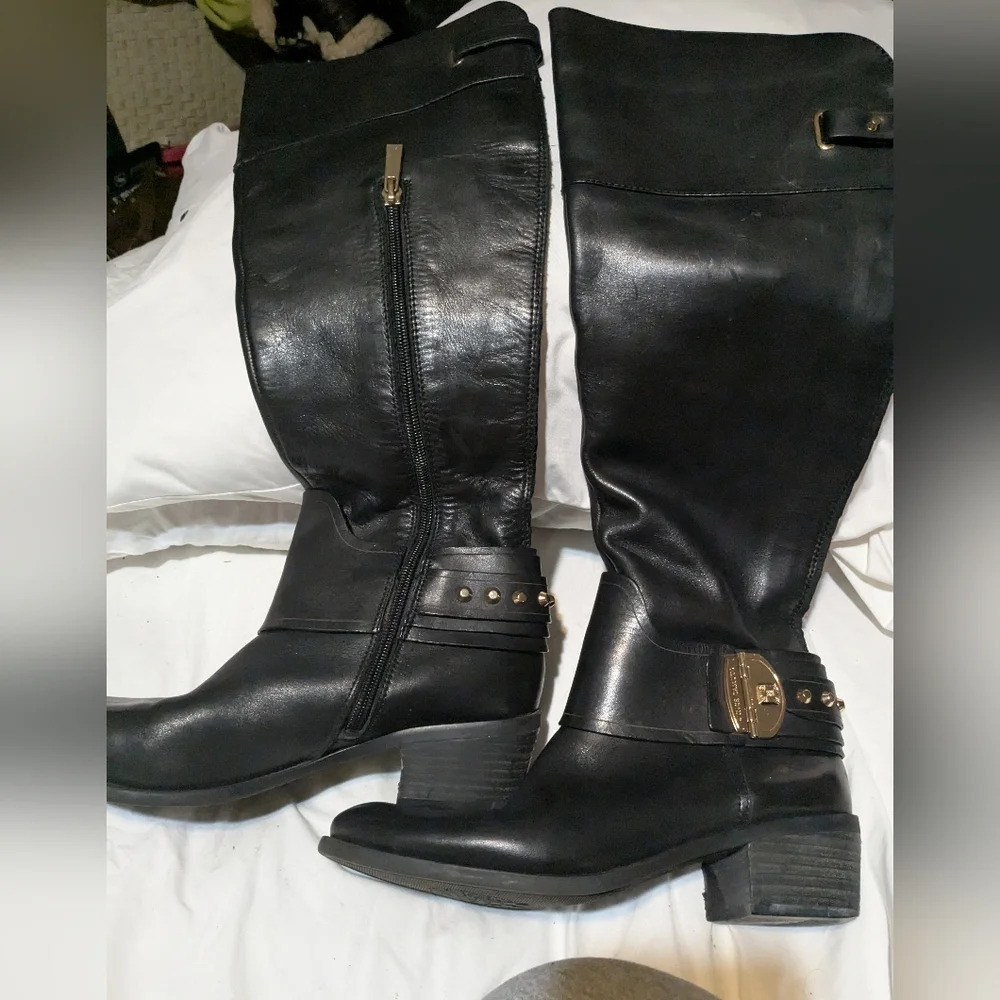 Vince Camuto Black Leather Over the Knee Boots 7.5 Beatrix